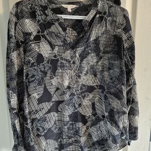 Rebecca Taylor Black and White Patterned Blouse